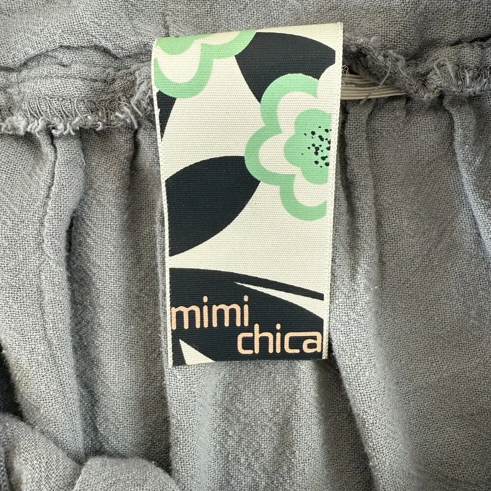 Mimi Chica Women's Pull On Smocked Waistband Skirt Gray Cotton Size XS